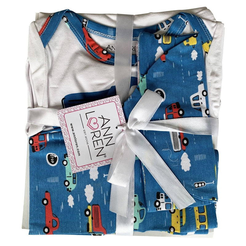 Boys Layette Cars Trucks Onesie Pants Cap 3pc Gift Set - Everetts Place: Online Boutique - Clothing