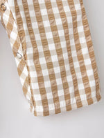 Rylee Faith Designs Boys Thanksgiving Smocking Embroidered Brown Plaid Romper - Everetts Place Boutique - 