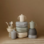 Mushie BPA Free Plastic Lunchbox with Built In Compartments and Locking Utensils - 