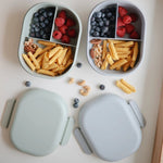 Mushie BPA Free Plastic Lunchbox with Built In Compartments and Locking Utensils - 
