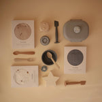 Mushie BPA Free Plastic Lunchbox with Built In Compartments and Locking Utensils - 