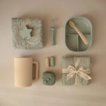 Mushie BPA Free Plastic Lunchbox with Built In Compartments and Locking Utensils - 