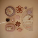 Mushie BPA Free Plastic Lunchbox with Built In Compartments and Locking Utensils - 