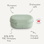 Mushie BPA Free Plastic Lunchbox with Built In Compartments and Locking Utensils - 