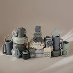 Mushie BPA Free Plastic Lunchbox with Built In Compartments and Locking Utensils - 