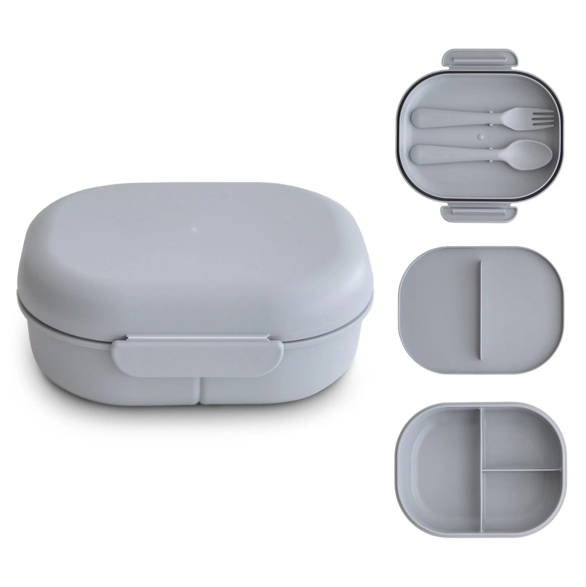 Mushie BPA Free Plastic Lunchbox with Built In Compartments and Locking Utensils - Everetts Place Boutique - 