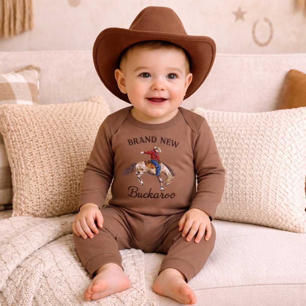 Brand New Buckaroo Baby Boy Western Cowboy Cotton Romper - Sleeve, Hat, Baby & Toddler Clothing, Child, Headgear | Everetts Place