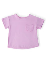 Bright Lilac Ruffle Pocket Tee - Sleeve, White, Pink, Textile, Active Shirt | Everetts Place