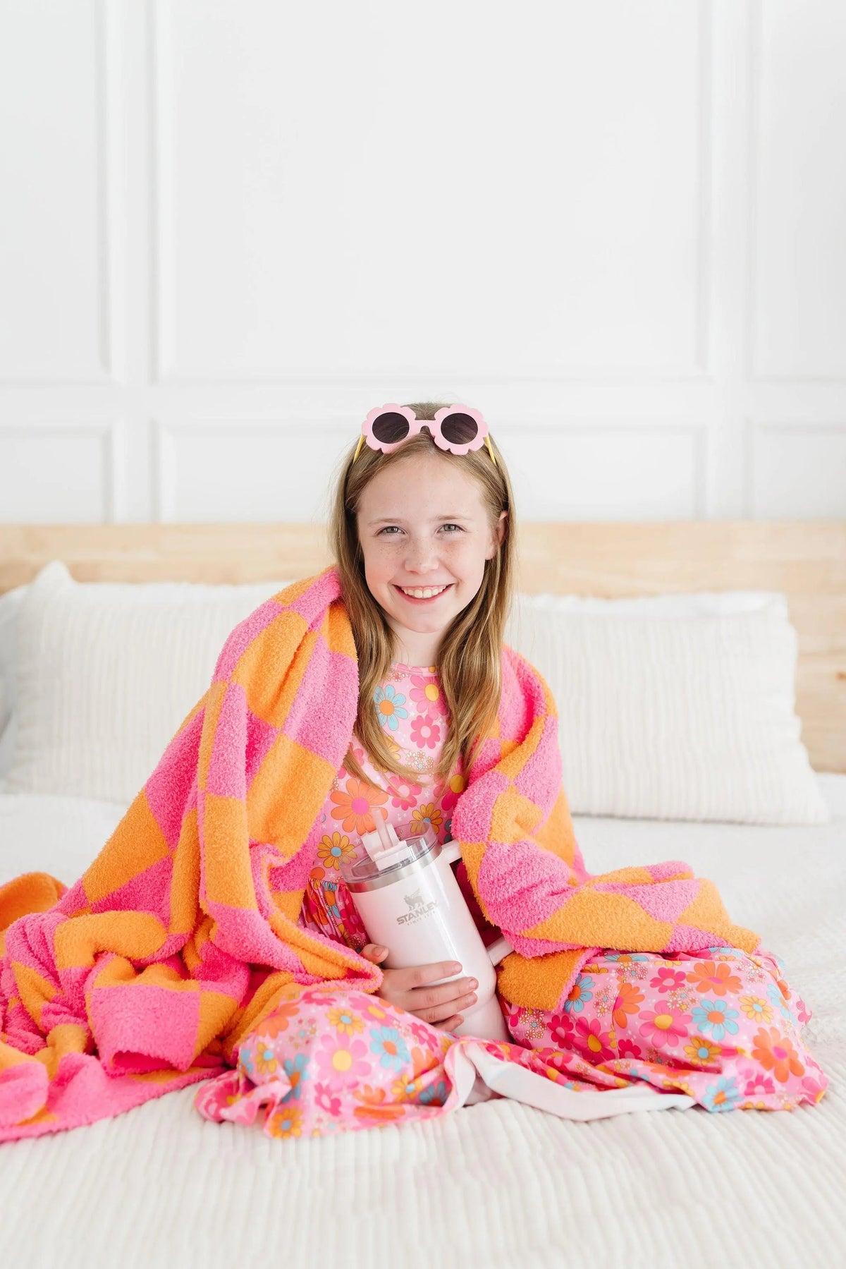 Mila & Rose ® Bright Pink/Orange Checker Cozy Blanket - 