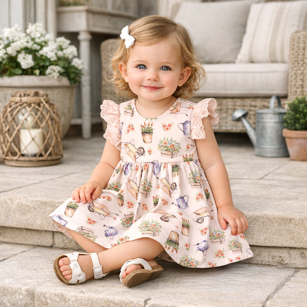 Petal Patch Baby Girl Dress – Bamboo & Eyelet Garden Dress Tesa Babe 