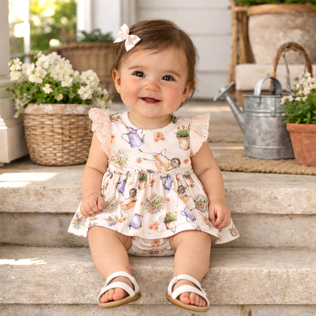 Sweet Garden Skirted Bodysuit – Bamboo Baby Outfit Tesa Babe 