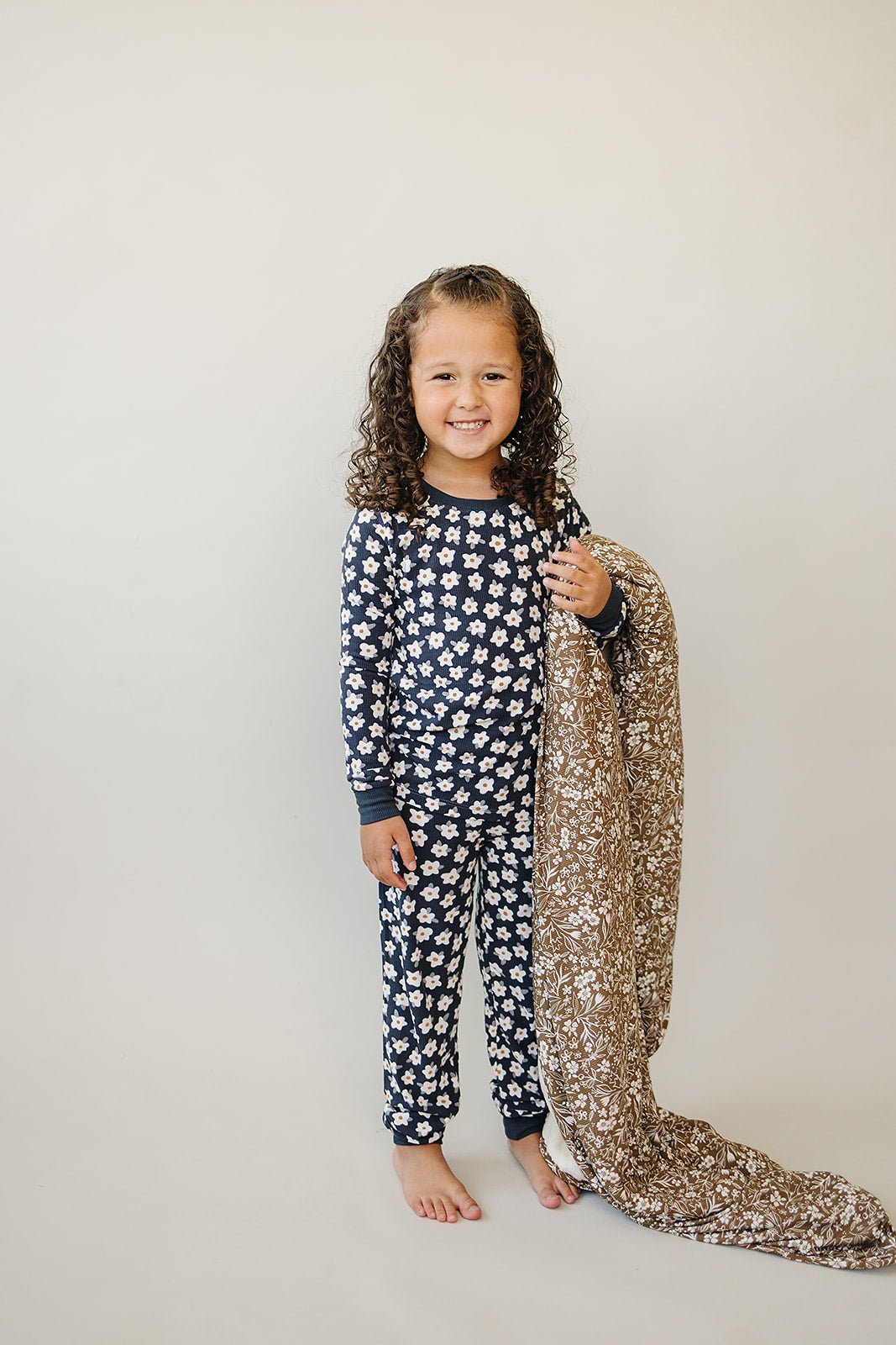 Mebie Baby Brown Floral Bamboo Fleece Quilt - 
