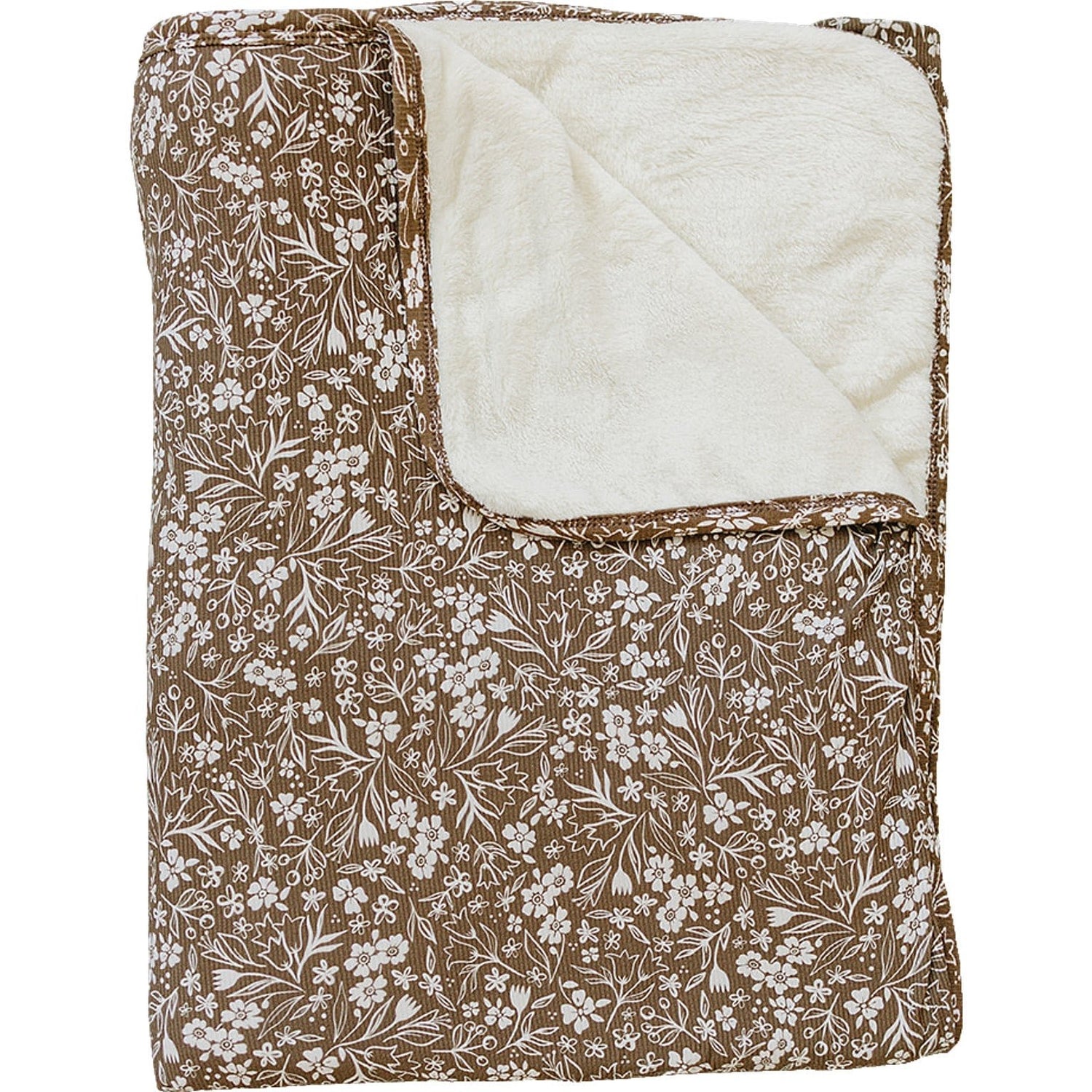 Mebie Baby Brown Floral Bamboo Fleece Quilt - 