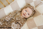Mebie Baby Brown Floral Ribbed Bamboo Head Wrap - 
