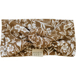 Mebie Baby Brown Floral Ribbed Bamboo Head Wrap - 