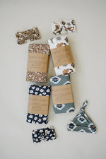 Mebie Baby Brown Floral Ribbed Bamboo Head Wrap - 