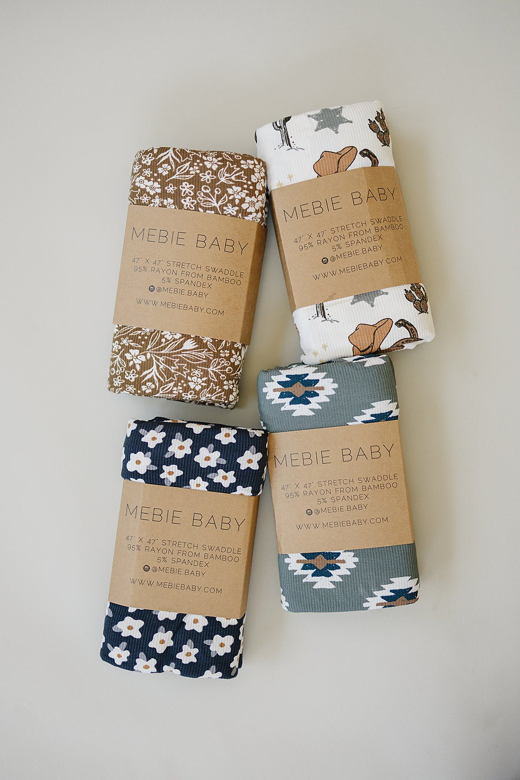 Mebie Baby Brown Floral Ribbed Bamboo Stretch Swaddle - 