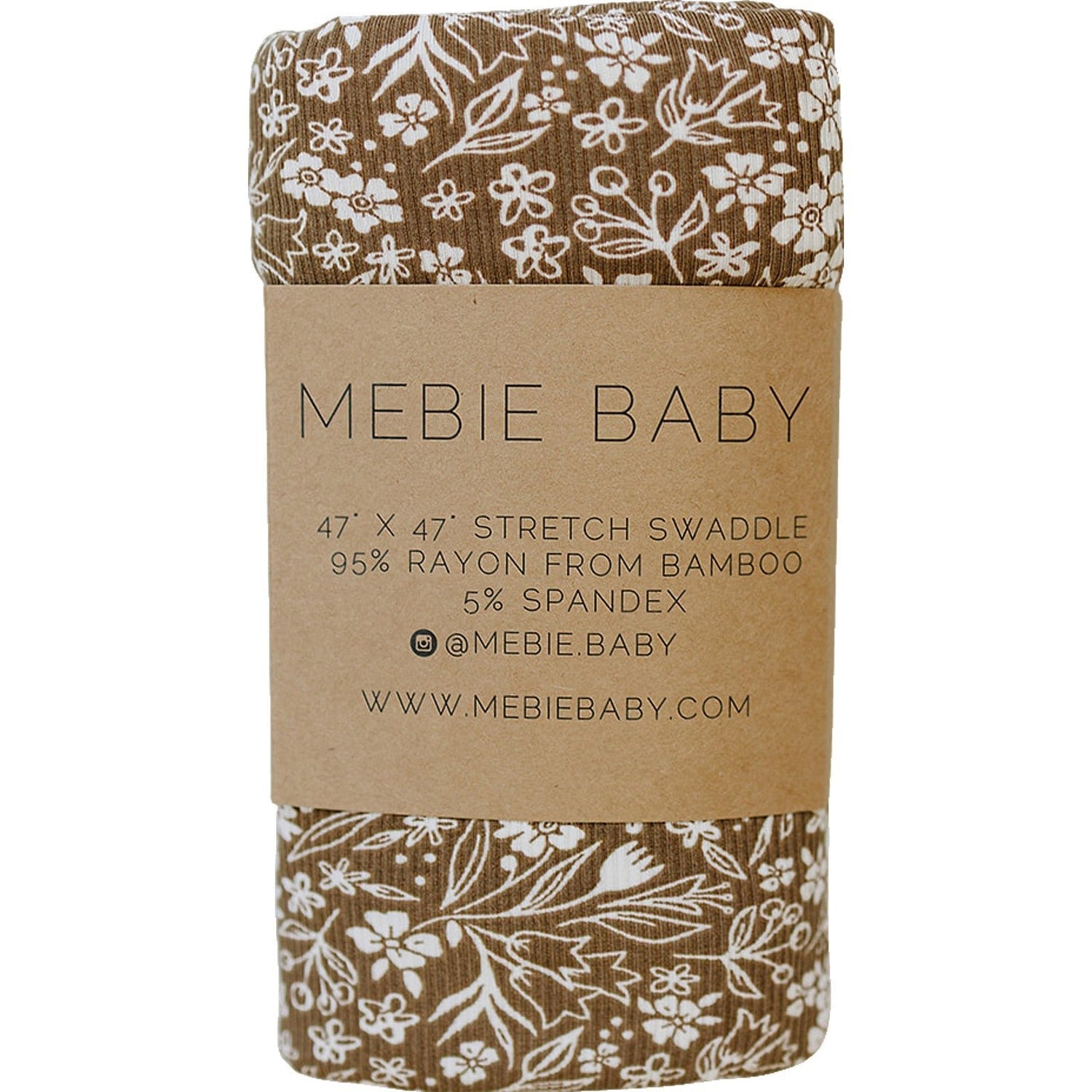 Mebie Baby Brown Floral Ribbed Bamboo Stretch Swaddle - 