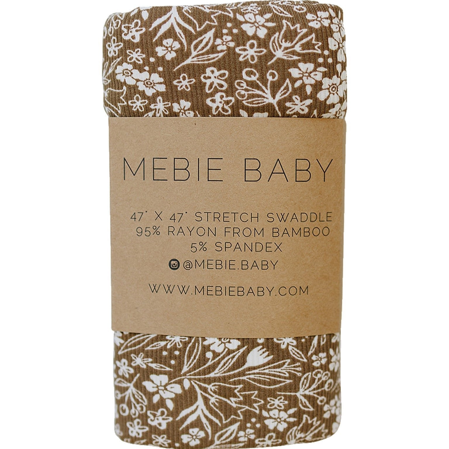 Mebie Baby Brown Floral Ribbed Bamboo Stretch Swaddle - 
