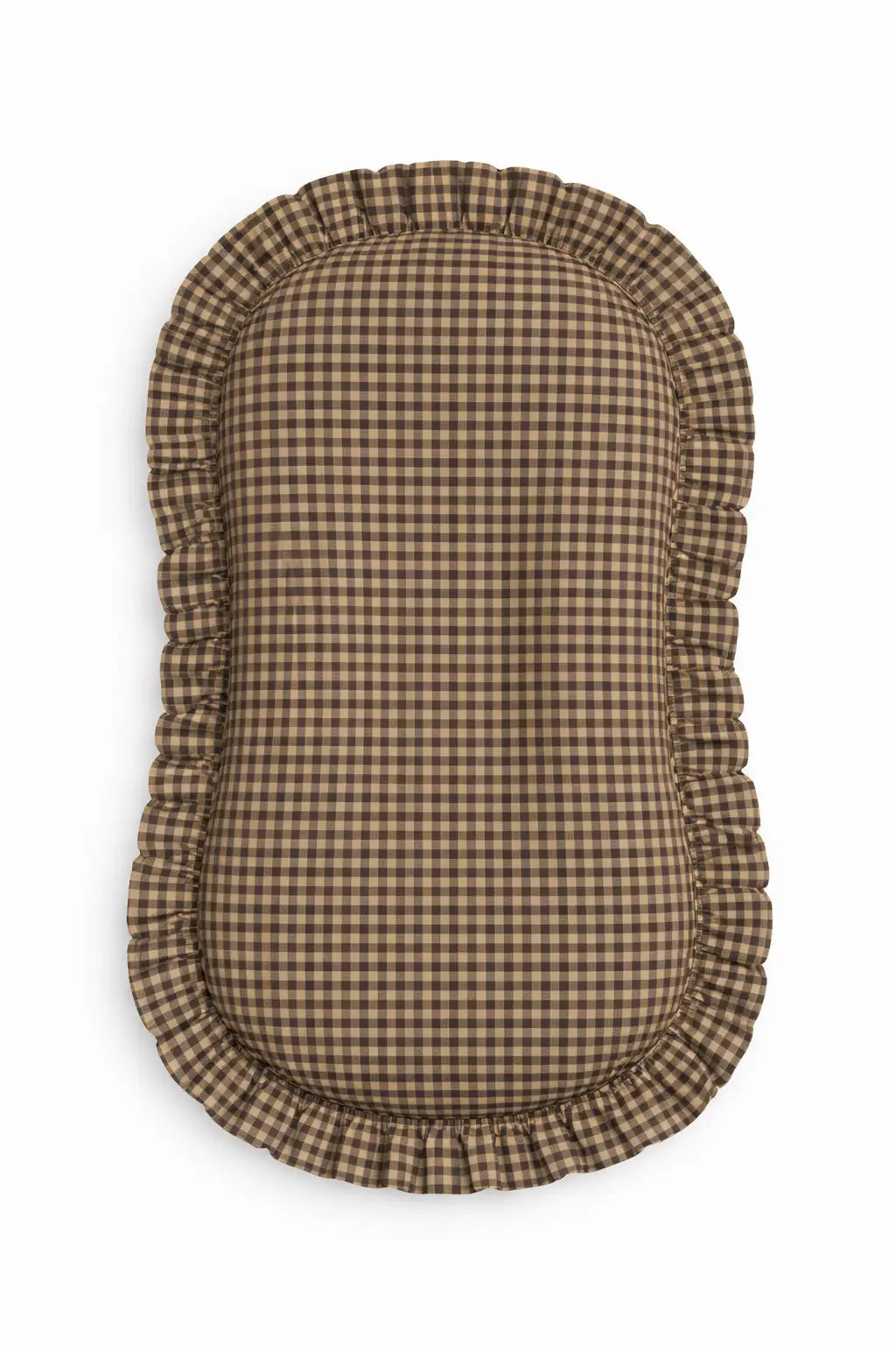 Little Mae & Co Brown Gingham Ruffle Baby Lounger Cover - 