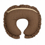 Little Mae & Co Brown Gingham Ruffle Nursing Pillow Cover For Feeding And Tummy Time - 