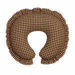 Little Mae & Co Brown Gingham Ruffle Nursing Pillow Cover For Feeding And Tummy Time - 