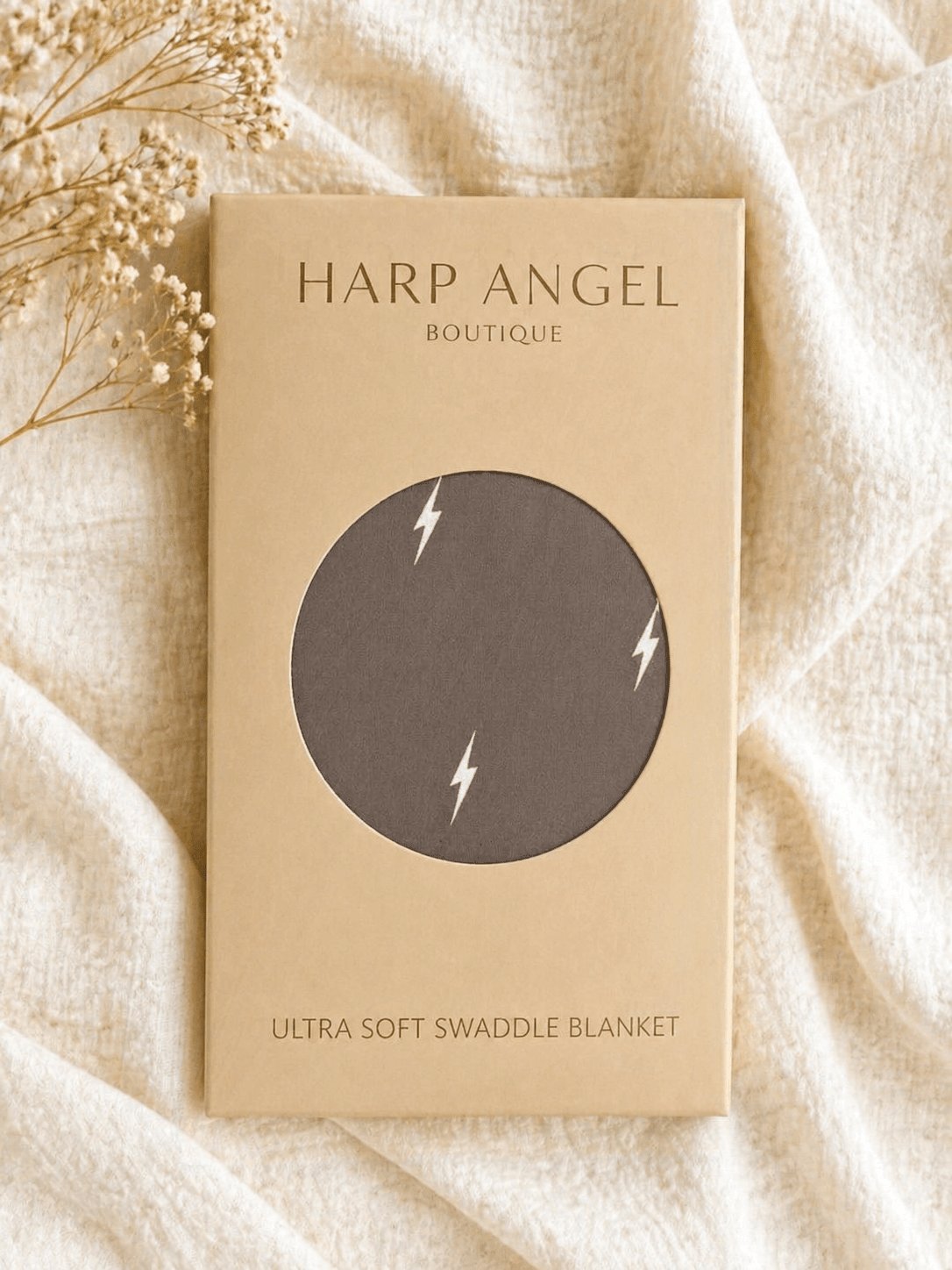 Harp Angel Boutique Brown Lightning Bamboo Stretch Swaddle Blanket