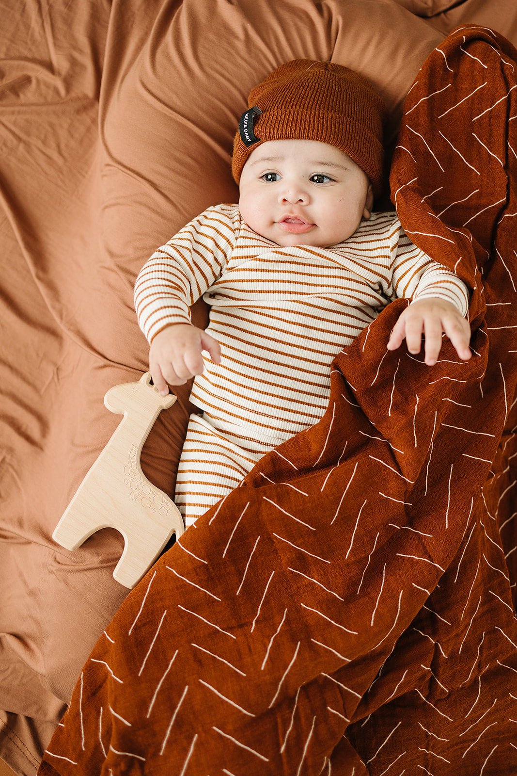 Mebie Baby Brown Mebie Baby Beanie Adjustable Soft Acrylic Baby Hat - 