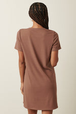 PinkBlush Brown Ribbed Knit Basic Short Sleeve T-Shirt DressEveretts Place