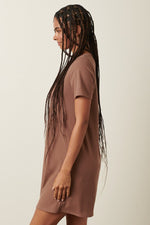 PinkBlush Brown Ribbed Knit Basic Short Sleeve T-Shirt DressEveretts Place