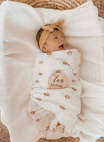 Bamboo Cotton Muslin Swaddle Blanket - Sun Print by Harp Angel Boutique