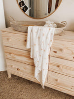 Bamboo Cotton Muslin Swaddle Blanket - Sun Print by Harp Angel Boutique