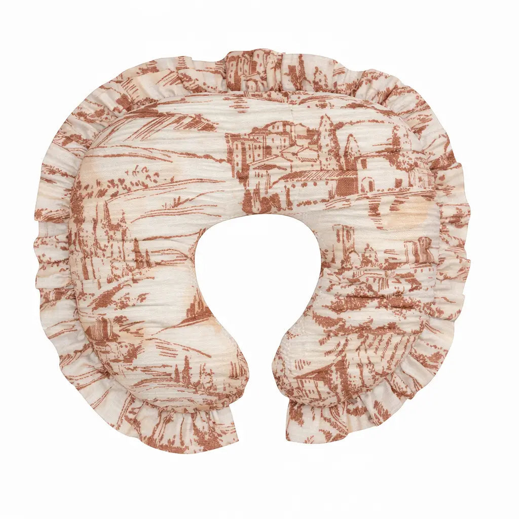 Little Mae & Co Brown Toile Ruffle Nursing Pillow Cover - 