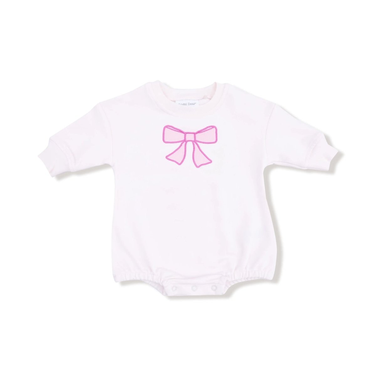 Angel Dear Bubble Sweatshirt With Pink Bow Applique For Cozy Layers - Everetts Place Boutique - 