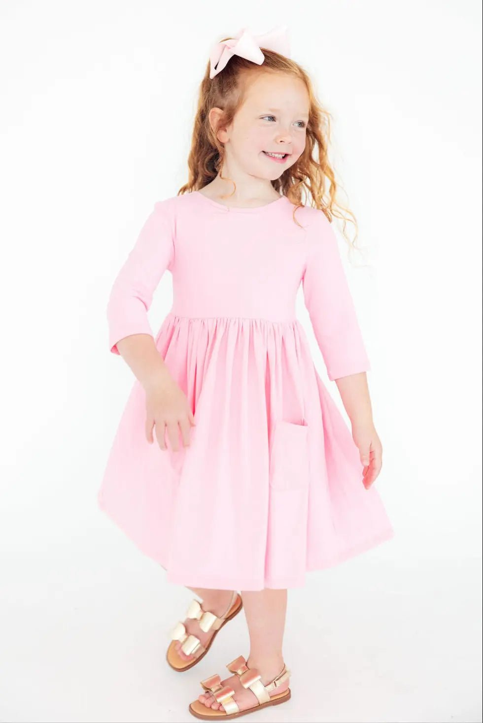 Mila & Rose ® Bubblegum Pink 3/4 Sleeve Pocket Twirl Dress - 