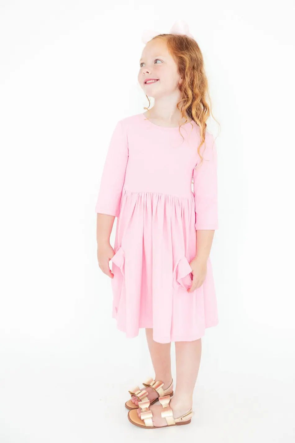 Mila & Rose ® Bubblegum Pink 3/4 Sleeve Pocket Twirl Dress - 
