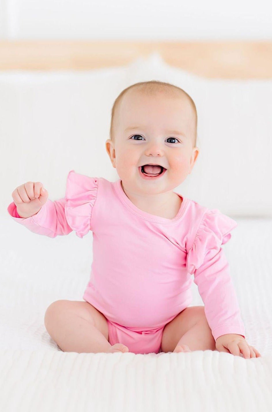 Mila & Rose ® Bubblegum Pink L/S Flutter BodysuitEveretts Place