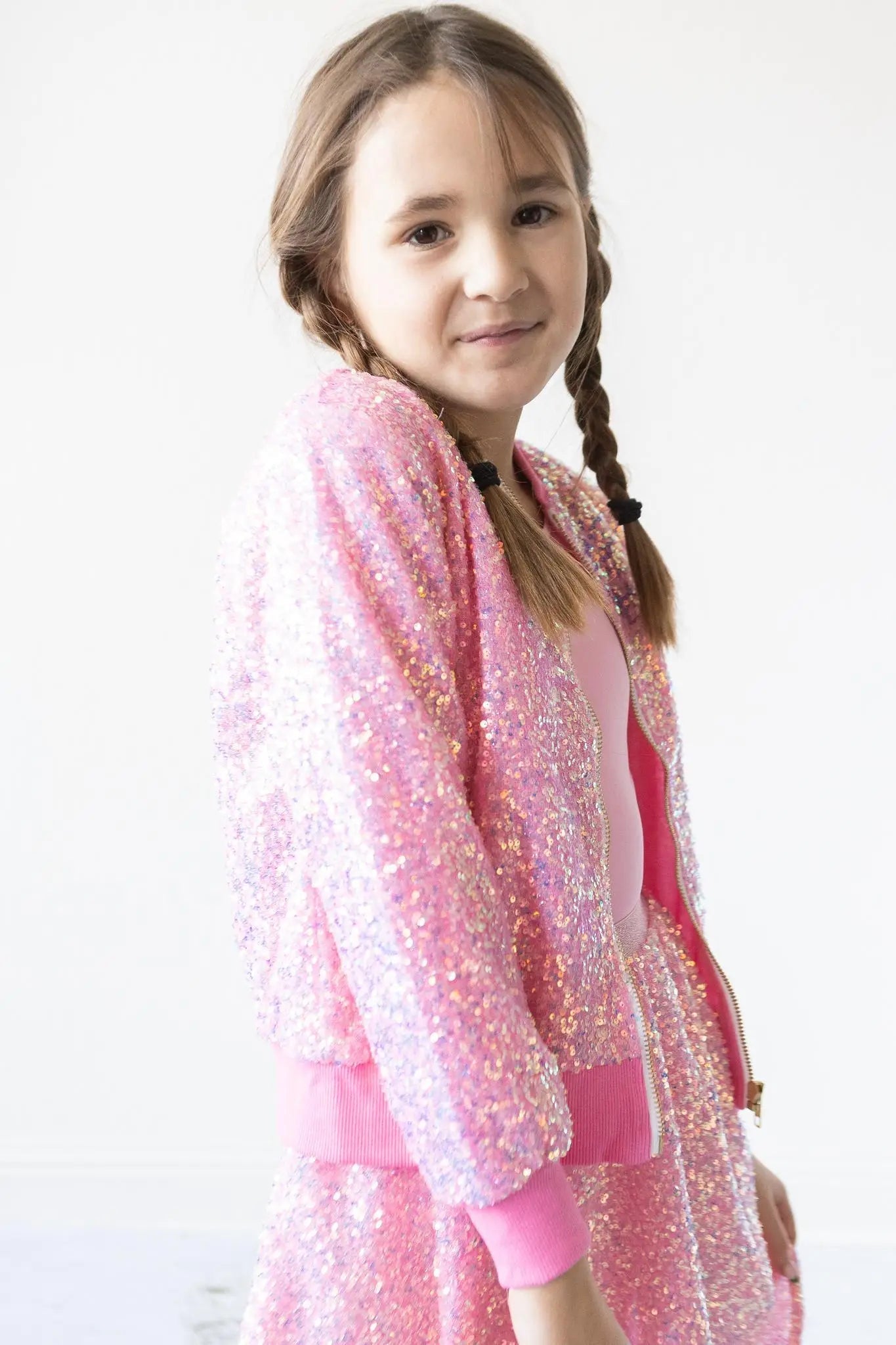 Bubblegum Pink Sequin Jacket - Sleeve, Hairstyle, Pink, Textile, Fashion | Everetts Place