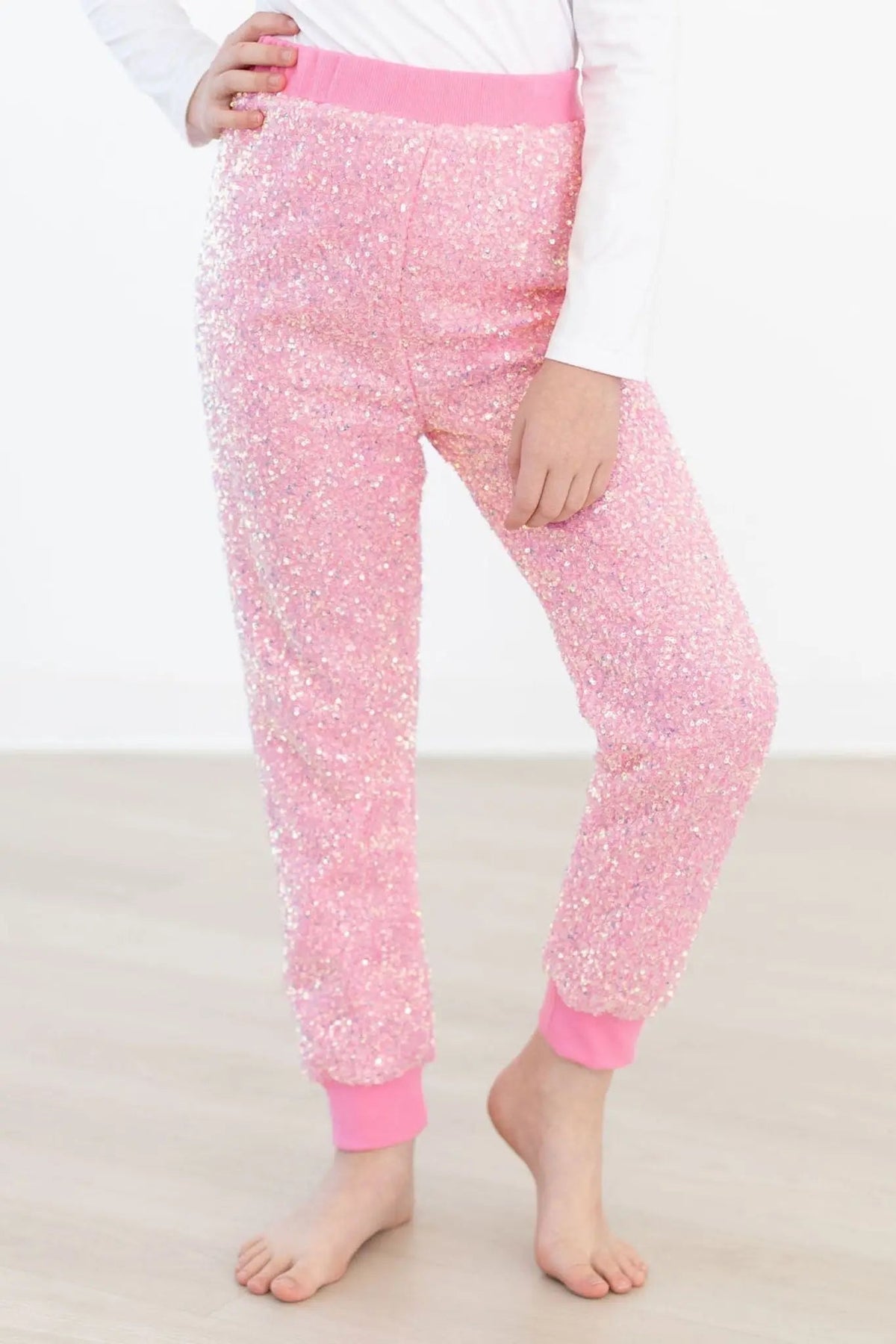 Bubblegum Pink Sequin Joggers - Pink, Pajamas, Active Pants, Nightwear, Sweatpants | Everetts Place