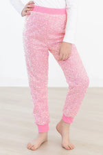 Bubblegum Pink Sequin Joggers - Pink, Pajamas, Active Pants, Nightwear, Sweatpants | Everetts Place