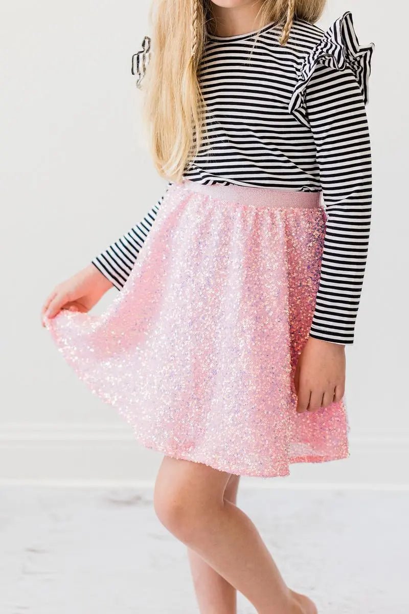 Mila & Rose ® Bubblegum Pink Sequin Twirl Skort - 