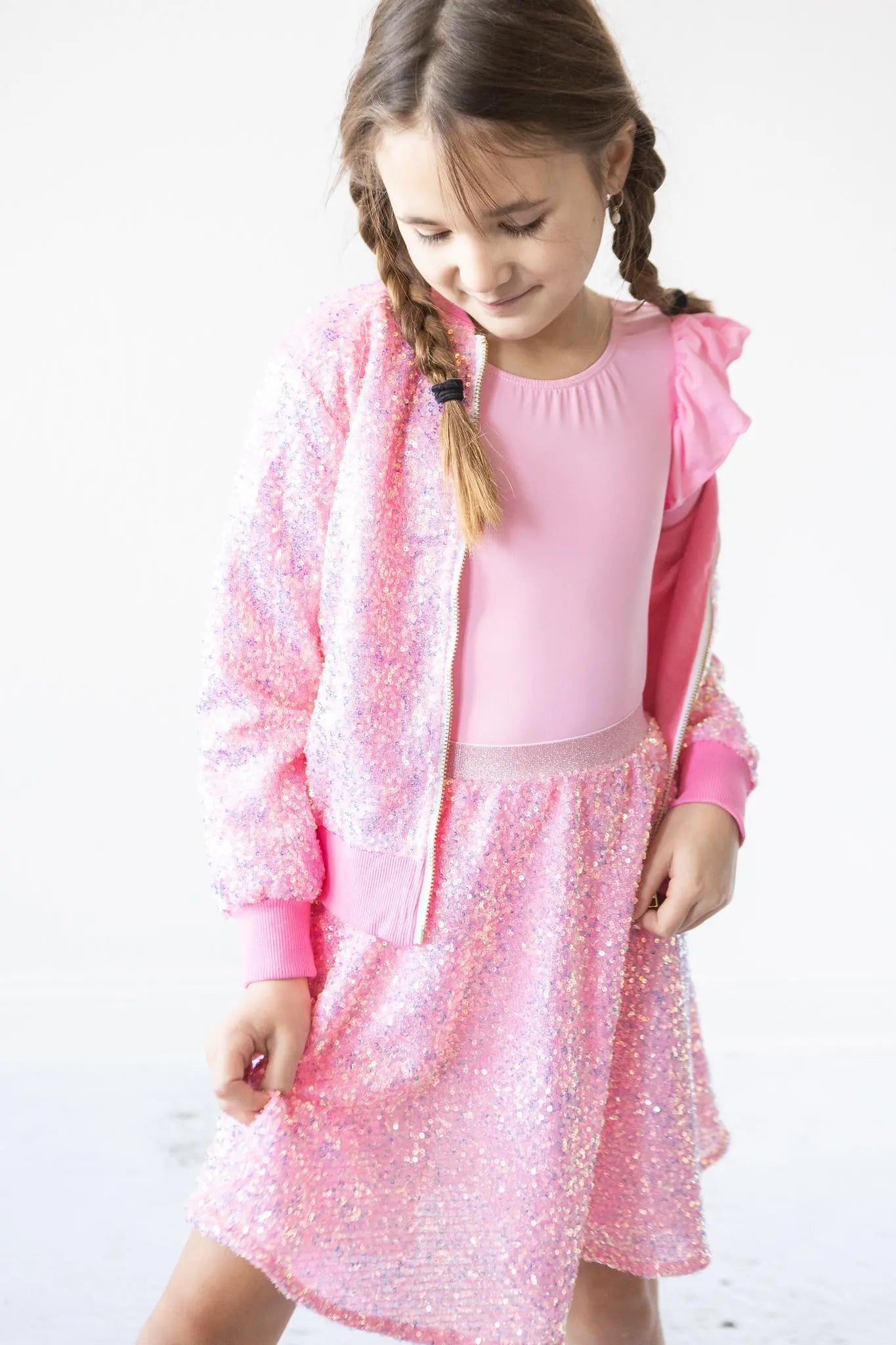 Mila & Rose ® Bubblegum Pink Sequin Twirl Skort - 