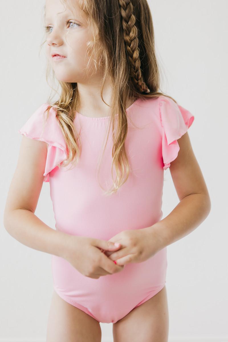 Mila & Rose ® Bubblegum Pink S/S Flutter Sleeve LeotardEveretts Place