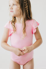 Mila & Rose ® Bubblegum Pink S/S Flutter Sleeve LeotardEveretts Place