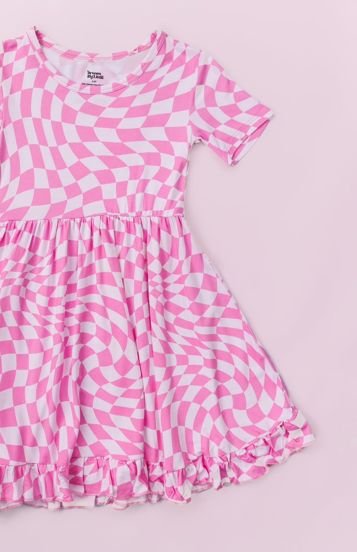 DREAM BIG LITTLE CO BUBBLEGUM WAVY CHECKERS DREAM RUFFLE DRESSEveretts Place