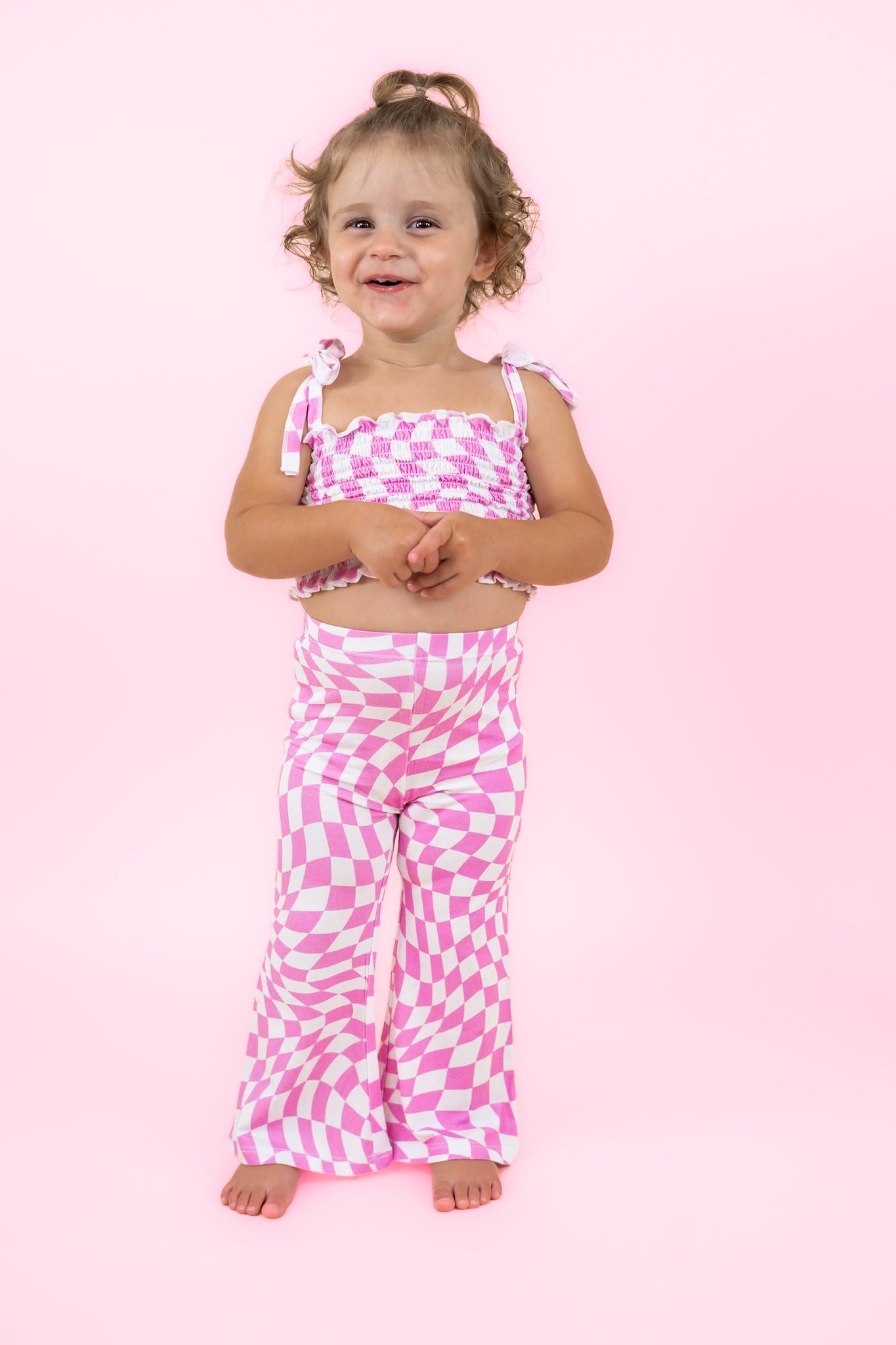 DREAM BIG LITTLE CO BUBBLEGUM WAVY CHECKERS DREAM SMOCKED FLARE SETEveretts Place