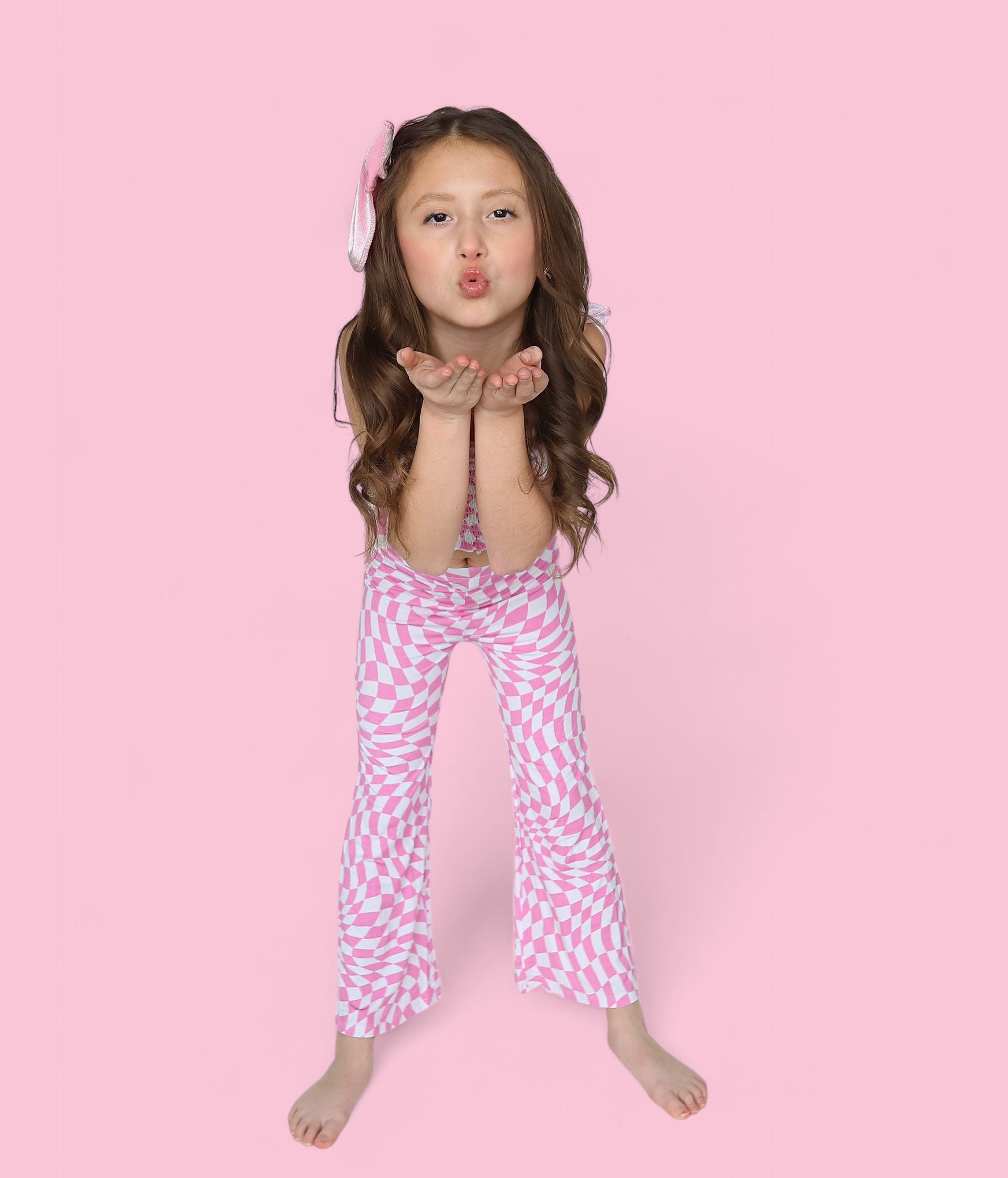 DREAM BIG LITTLE CO BUBBLEGUM WAVY CHECKERS DREAM SMOCKED FLARE SETEveretts Place