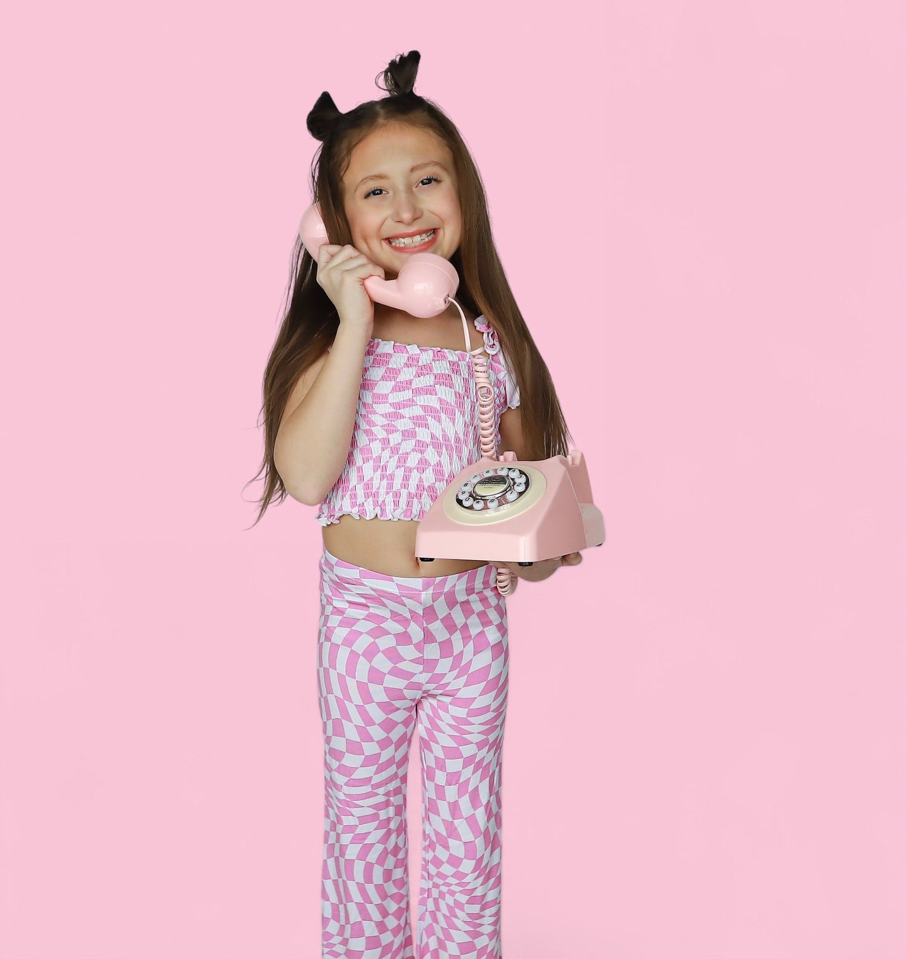 DREAM BIG LITTLE CO BUBBLEGUM WAVY CHECKERS DREAM SMOCKED FLARE SETEveretts Place