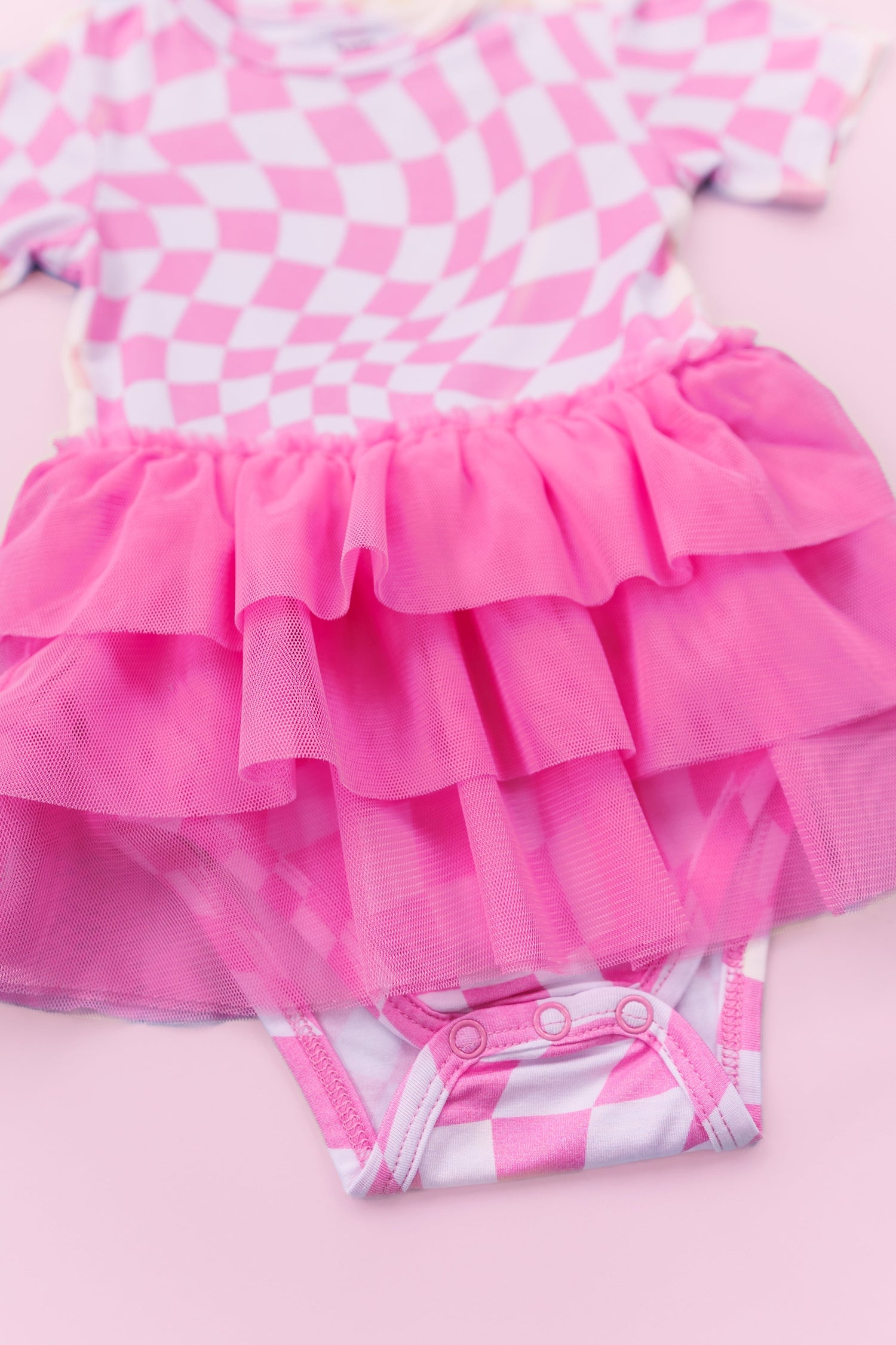 DREAM BIG LITTLE CO BUBBLEGUM WAVY CHECKERS DREAM TUTU BODYSUIT DRESSEveretts Place