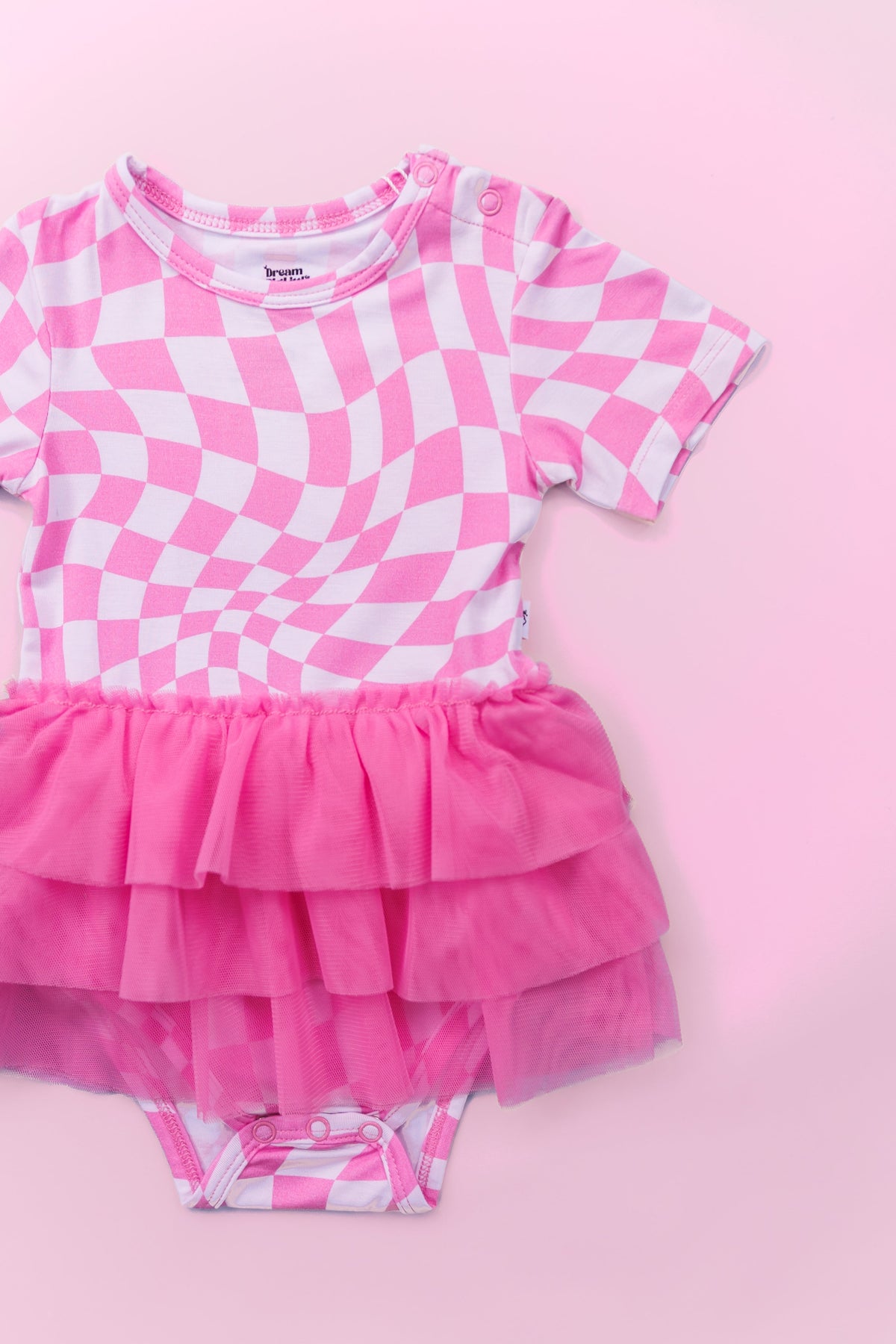DREAM BIG LITTLE CO BUBBLEGUM WAVY CHECKERS DREAM TUTU BODYSUIT DRESSEveretts Place